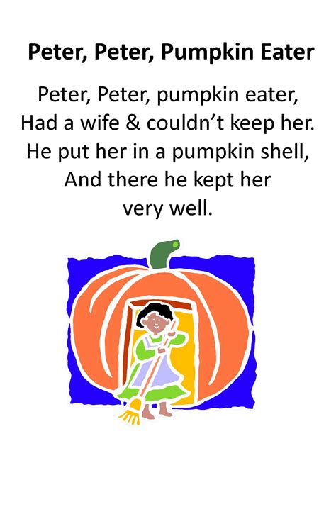 Peter Peter Pumpkin Eater Poem Printable